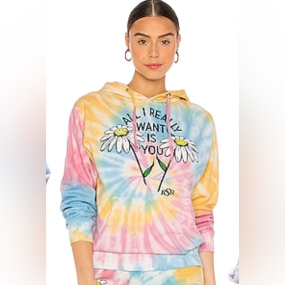 BY SAMII RYAN pastel tie dyed hoodie sweatshirt with smiling daisy small xlarge - Picture 2 of 16
